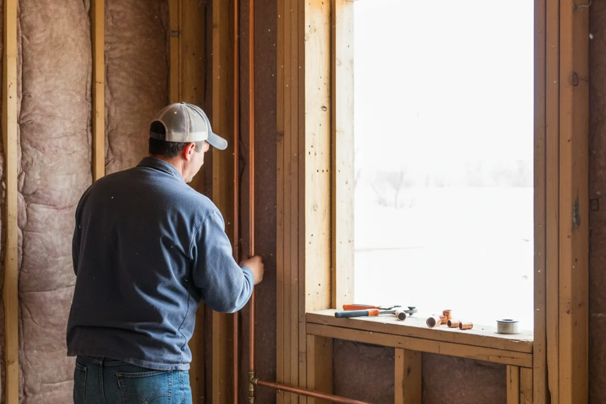 Licensed plumber running new copper supply lines in a Buffalo Creek home